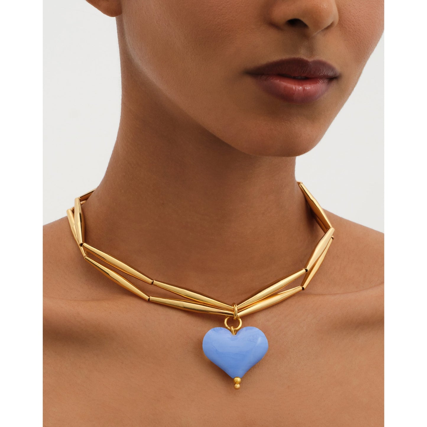 Cuore Duo Necklace - Cornflower