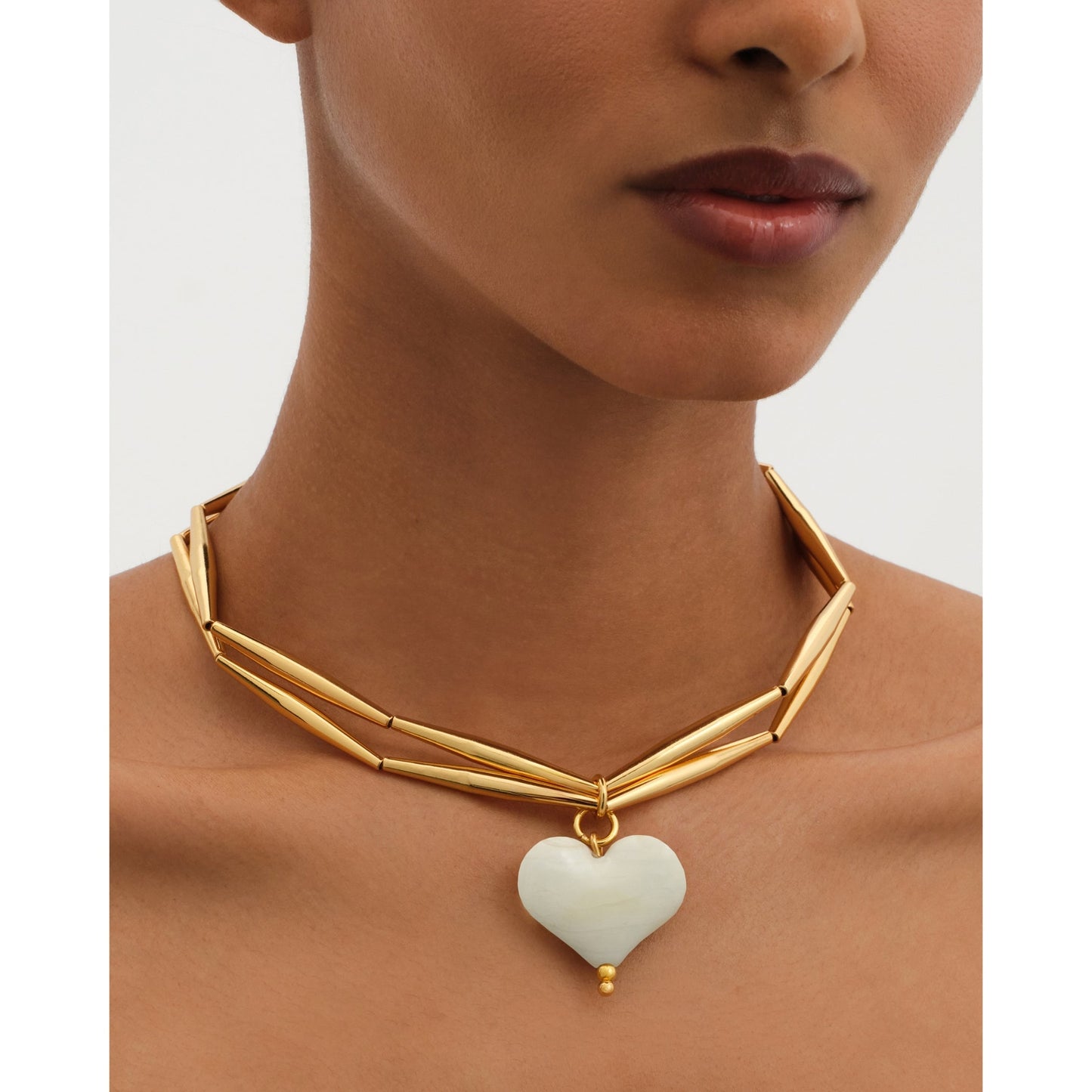 Cuore Duo Necklace - Cream