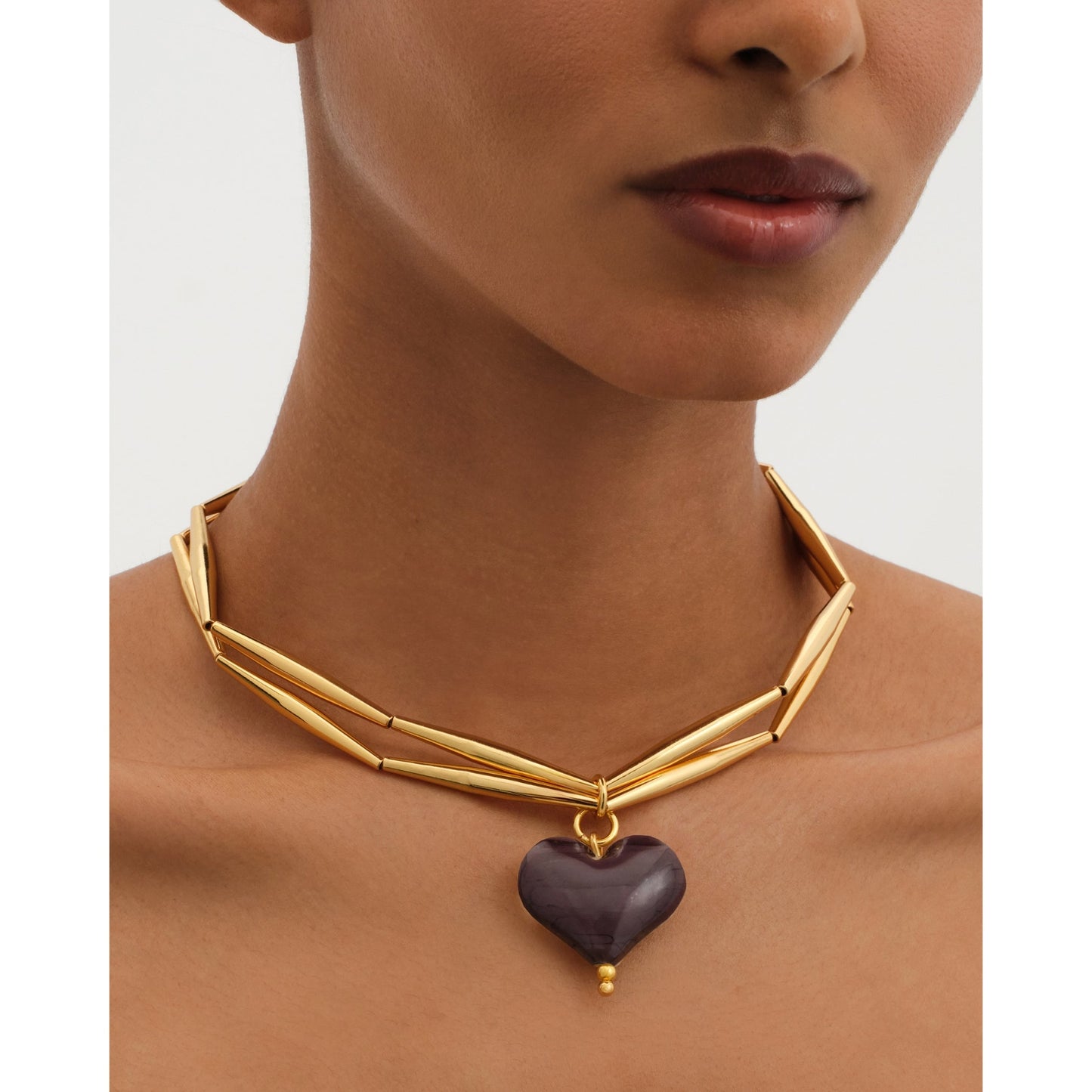 Cuore Duo Necklace - Violet