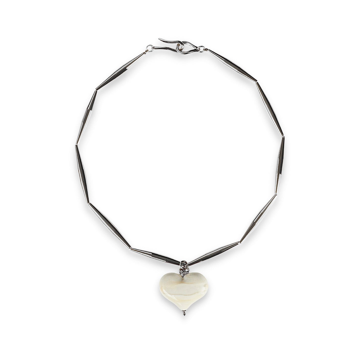 Cuore Necklace In Silver - Cream