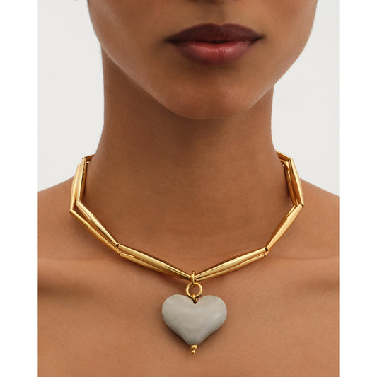 Cuore Duo Necklace - Grey