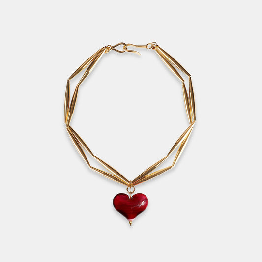 Cuore Duo Necklace - Bordeaux