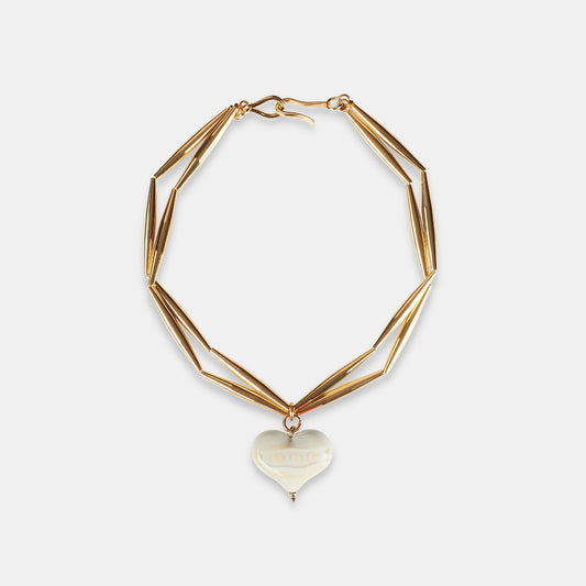 Cuore Duo Necklace - Cream