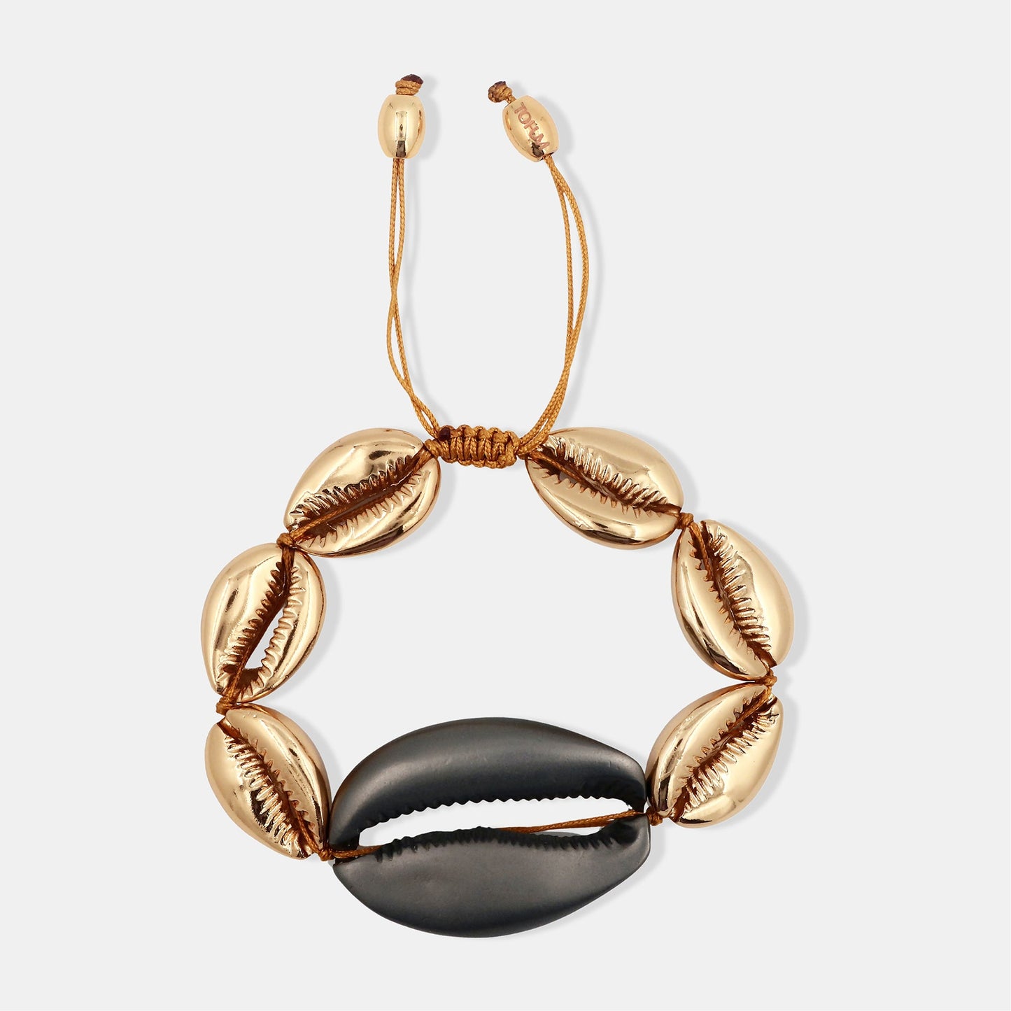 Concha Large Puka Bracelet With Mega Shell Golden & Gunmetal