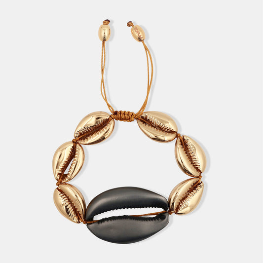 Concha Large Puka Bracelet With Mega Shell Golden & Gunmetal